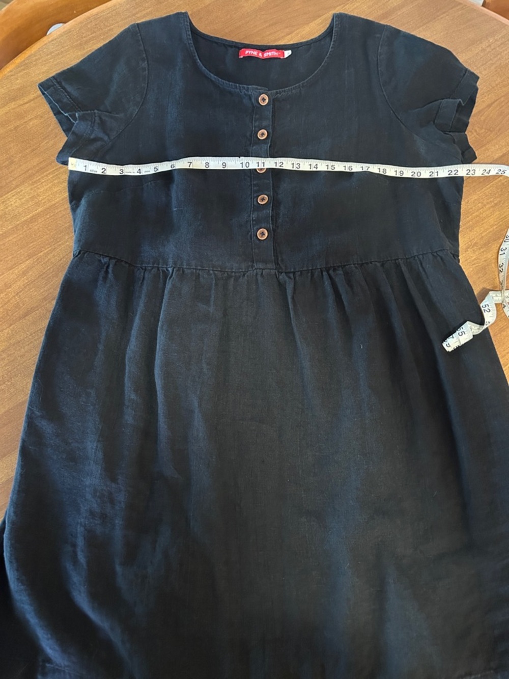 Pyne & Smith Black linen Button-Front Short Sleeve Dress - Picture 4 of 5
